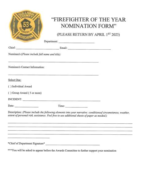 Firefighter of the Year Nomination Form